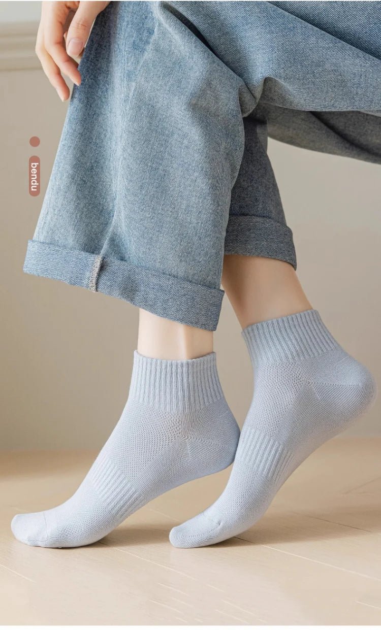 Women's 100% Cotton Short Sports Socks - 6 Pairs Breathable Mesh Low Top - lily supply
