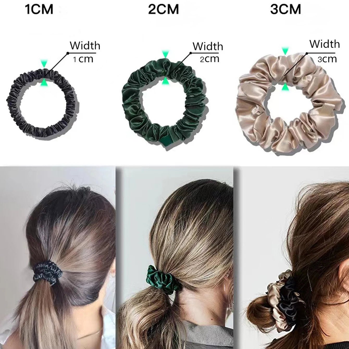 3pcs 100% Pure Mulberry Silk Handmade Scrunchie Hair Ties - lily supply