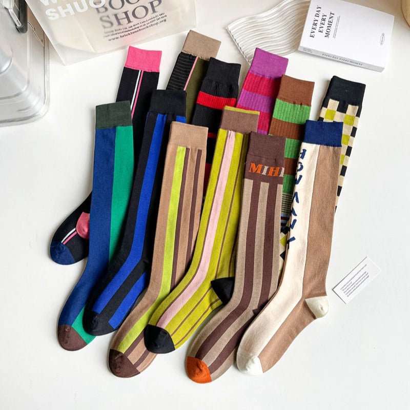 Women's Korean Retro Knee Length Socks – Vintage Style Long Socks - lily supply