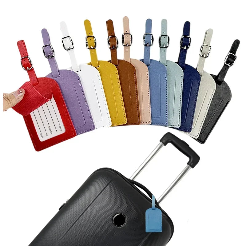 Travel Luggage Tag for Women Men Suitcase Identifier Label Baggage PU Leather Boarding Bag Tag Name ID Address Holder Accessorie
