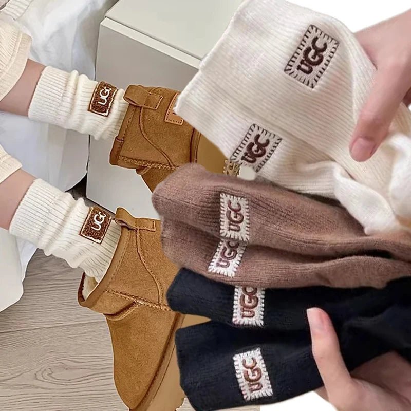 Women's Furry Heel Knitted Snow Boot Socks – Cosy Winter Boot Socks - lily supply