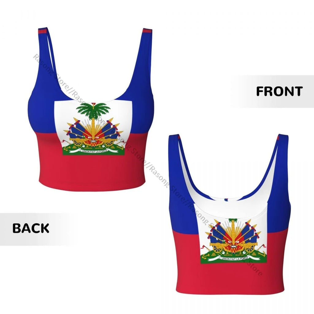 Women Sexy Sports Vest Flag Of Haiti Female Streetwear Sport Lingerie Tee Crop Top - lily supply