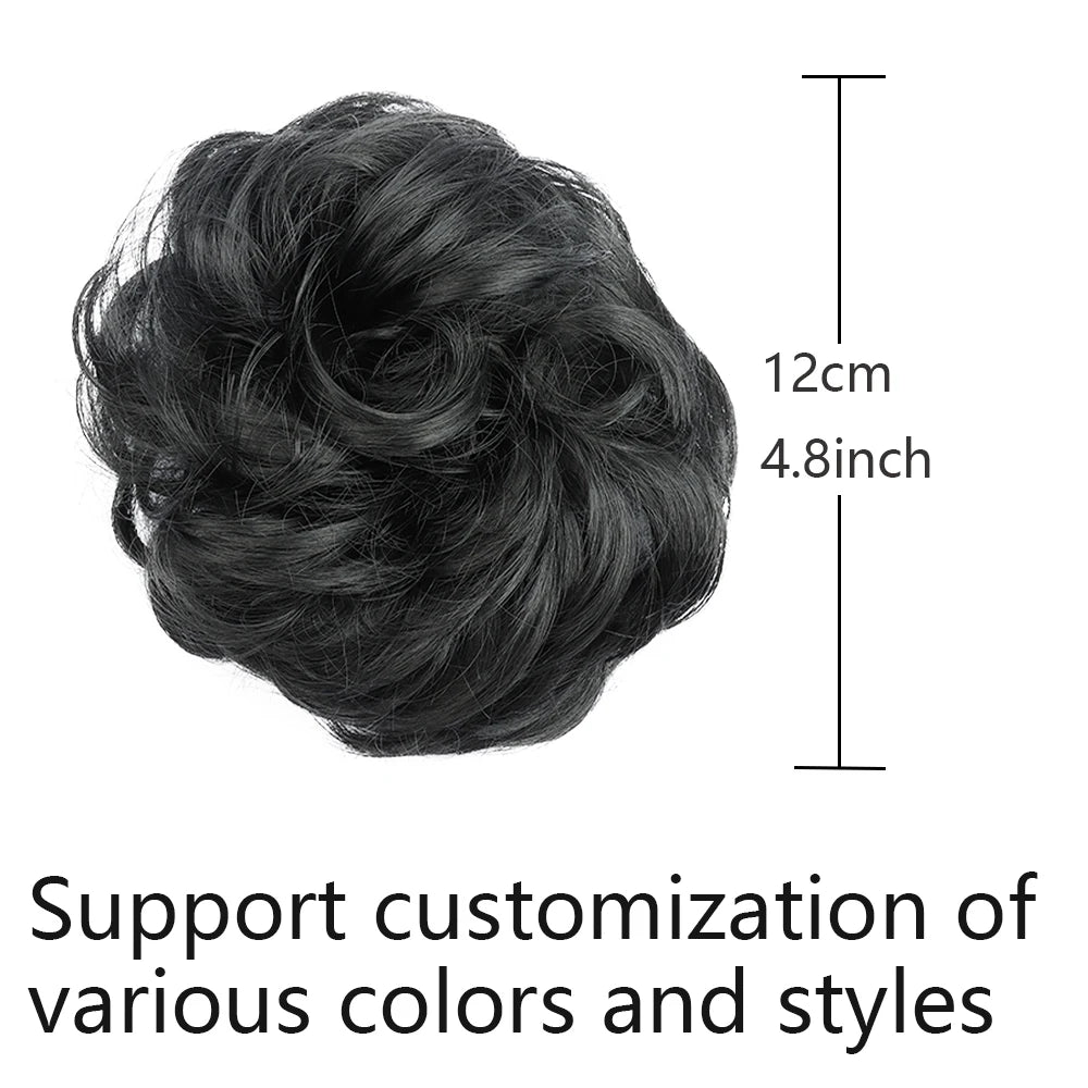 Synthetic Wavy Donut Hair Bun Wig - Curly Ponytail Extension Scrunchie - lily supply