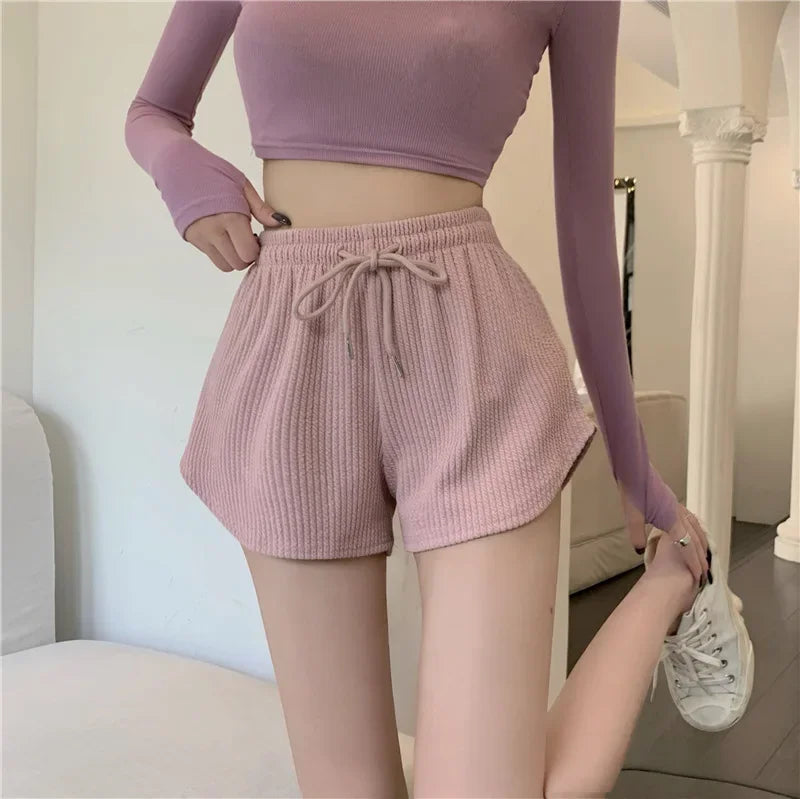 Women's Loose Wide Leg Running Shorts - High Waist A-Line Sports Hot Pants