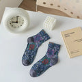 Women's Floral Embossed Harajuku Cotton Long Socks – Textured Knee Socks - lily supply