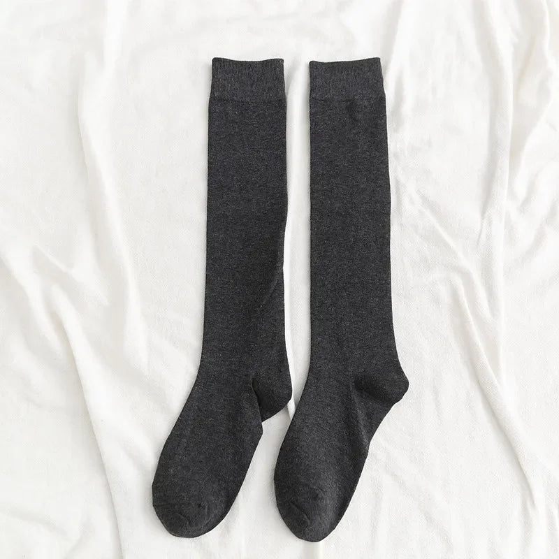 Women's Cotton Knee High Black Calf Socks – Classic Long Socks - lily supply