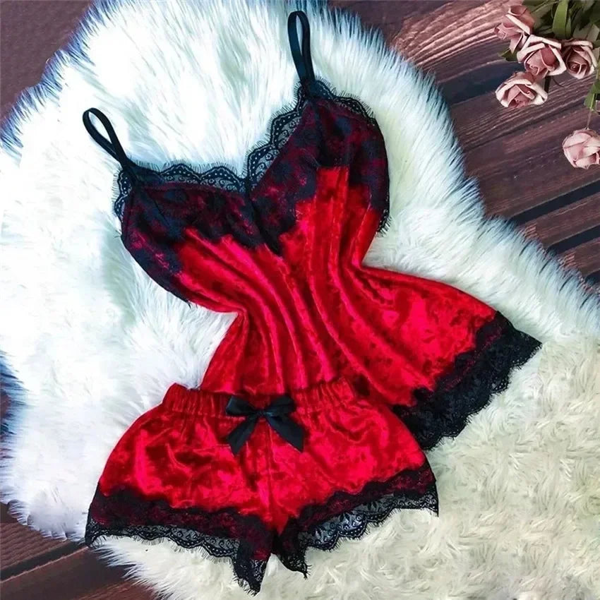Women's Satin Lace Pyjama Set