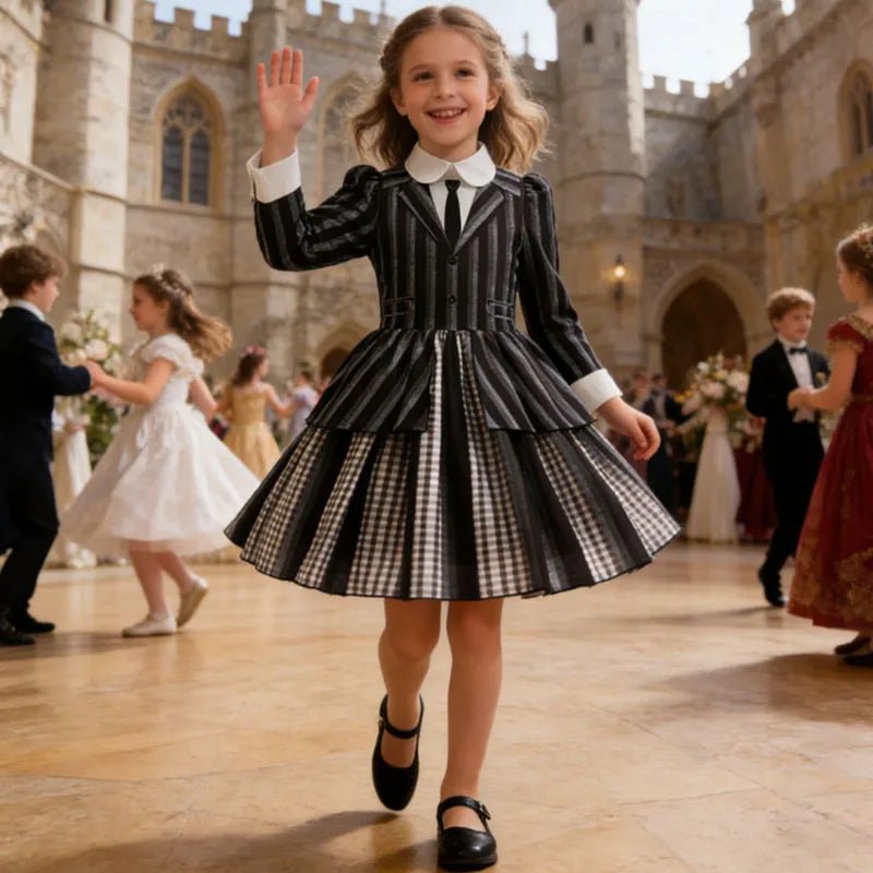 Girls Party Dress Girl Clothing Elegant Ball Gown Black Stripes Girls Princess Dress Carnival Birthday Party Role Play Dress - lily supply
