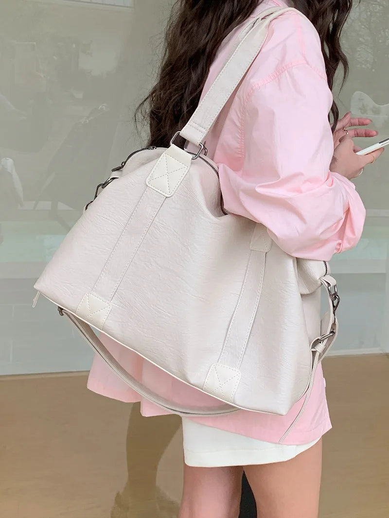 Women's Leather Vintage Shoulder Messenger Bag - Solid Simplicity Handbag