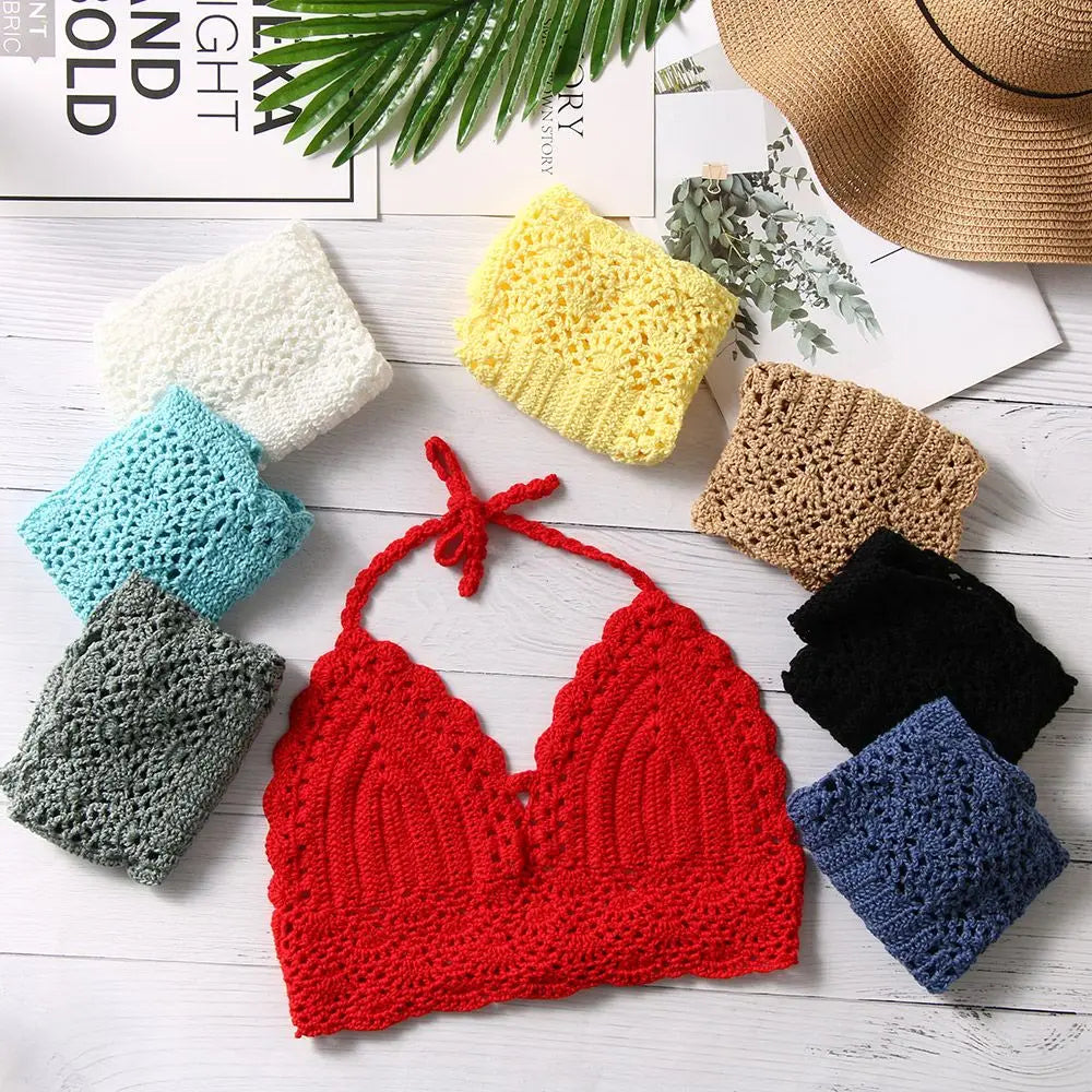 Women's Crochet Knit Halter Bralette