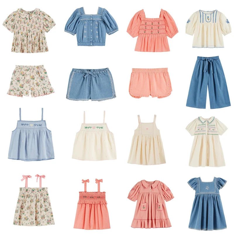 Kids Retro Print Summer Outfit Set | Top Tee & Shorts 2 - 12Y - lily supply