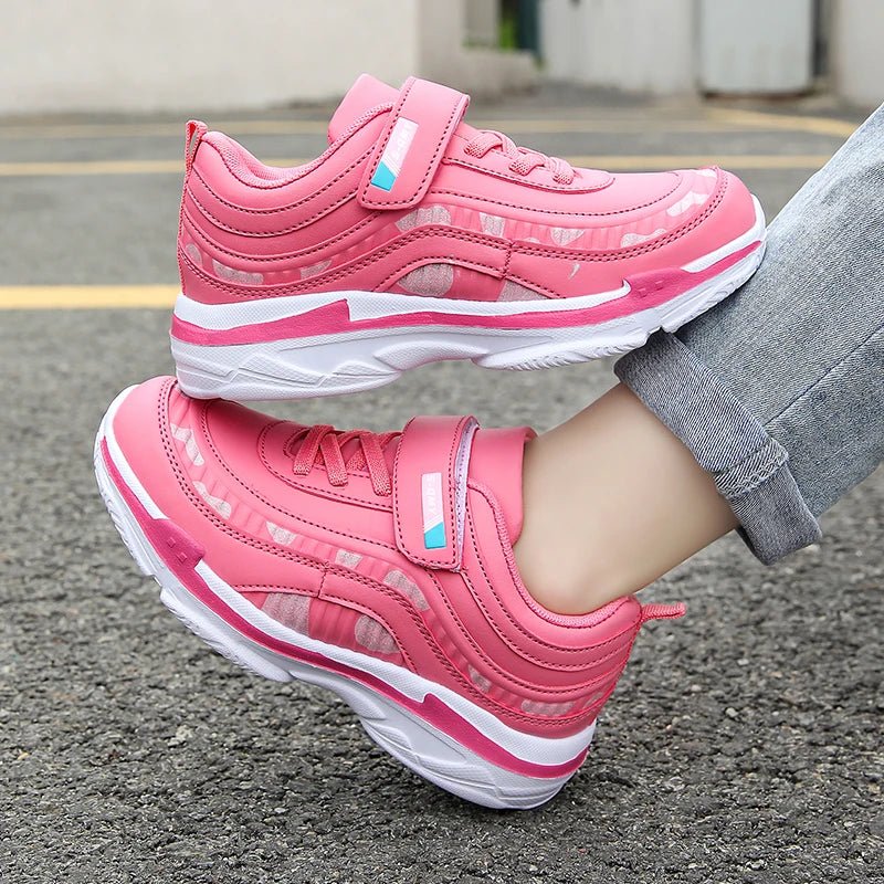 Girls Sport Shoes Waterproof Running Kids Sneakers Casual Leather Pink Breathable Fashion Antislip Lightweight Children Shoes - lily supply