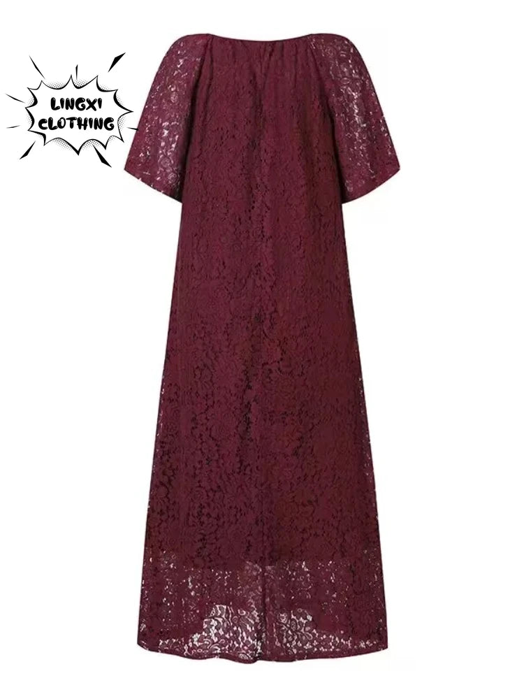 Women's Lace V-Neck Elegant Long Dress