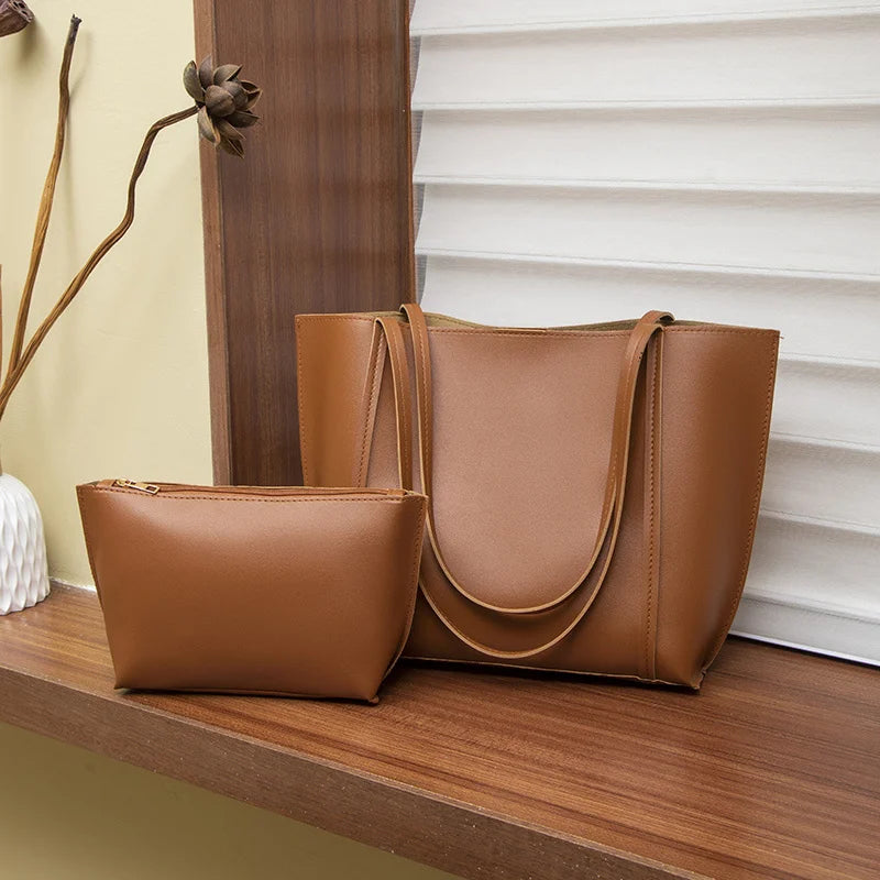 Women's Minimalist Solid Colour Travel Tote Bag - Large Capacity Fashion Shoulder
