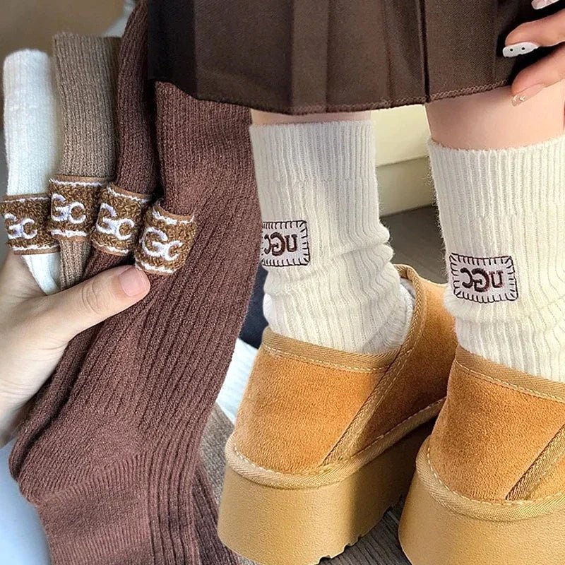 Women's Furry Heel Knitted Snow Boot Socks – Cosy Winter Boot Socks - lily supply