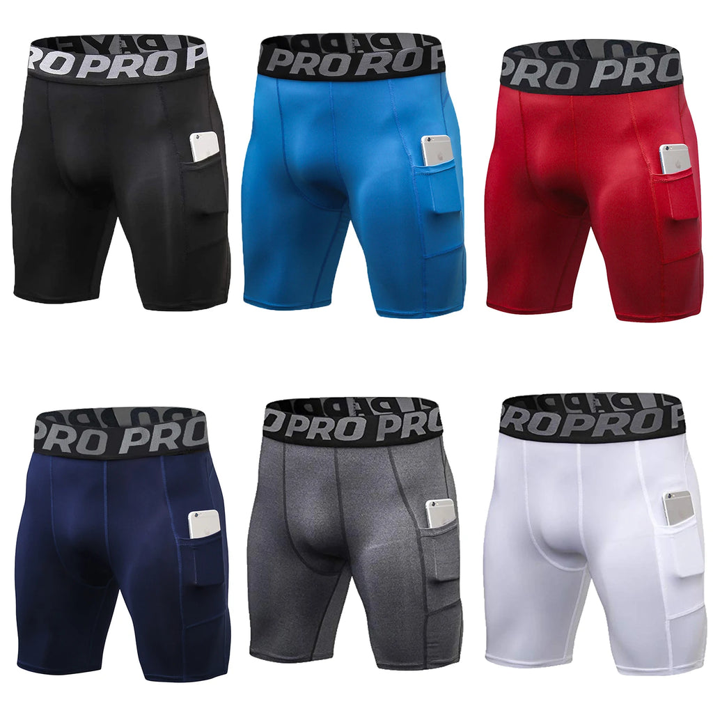 Men's Compression Shorts with Pockets – Quick Dry Spandex Athletic Running Shorts
