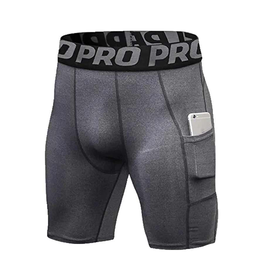 Men's Compression Shorts with Pockets – Quick Dry Spandex Athletic Running Shorts