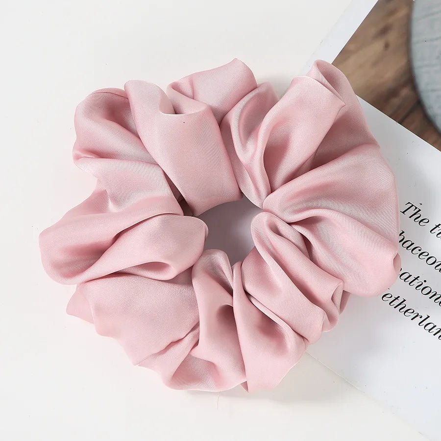 Fashion Oversize Solid Satin Scrunchie - Elastic Ponytail Holder - lily supply