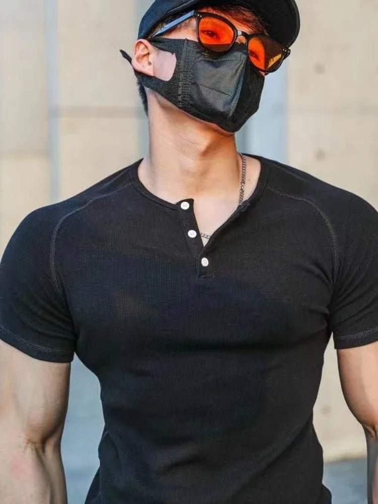 T Shirt Men Casual Short Sleeve Muscle Joggers Bodybuilding Tshirt Male Gym Fitness Tops Tee Streetwear Slim Fit Summer T-shirt - lily supply