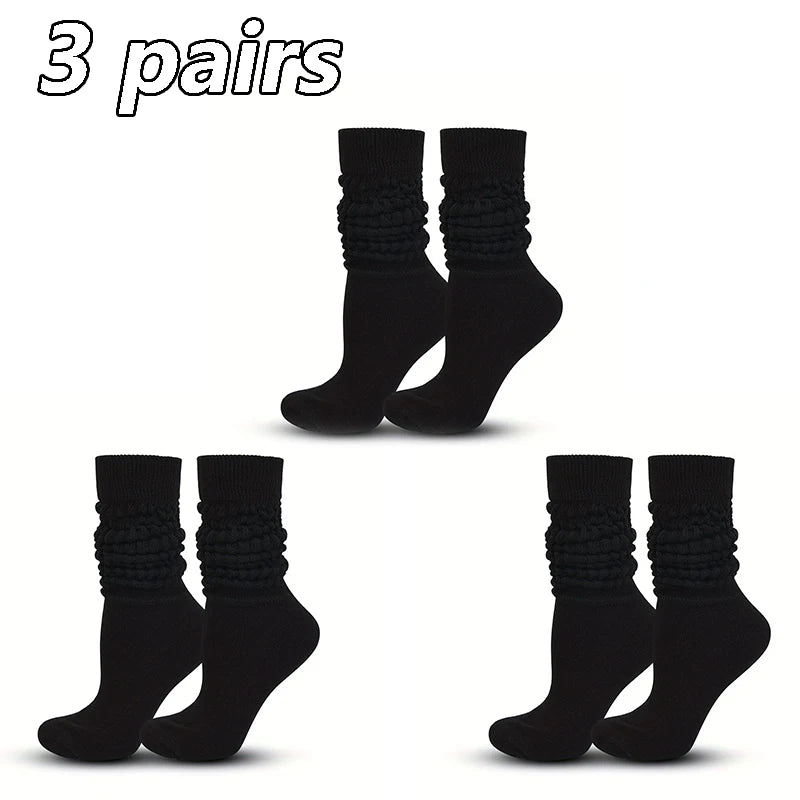 Women's White Solid Pile - Up Mid Length Socks – Casual Cotton Socks - lily supply