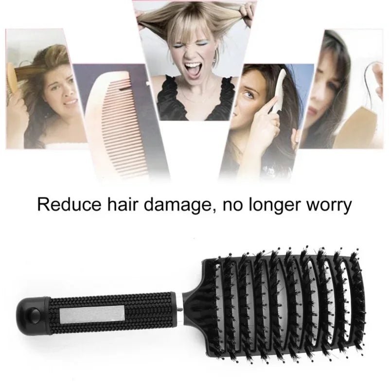 Exfoliating Bristle Hair Brush - Wet Curly Comb Salon Styling Tool - lily supply