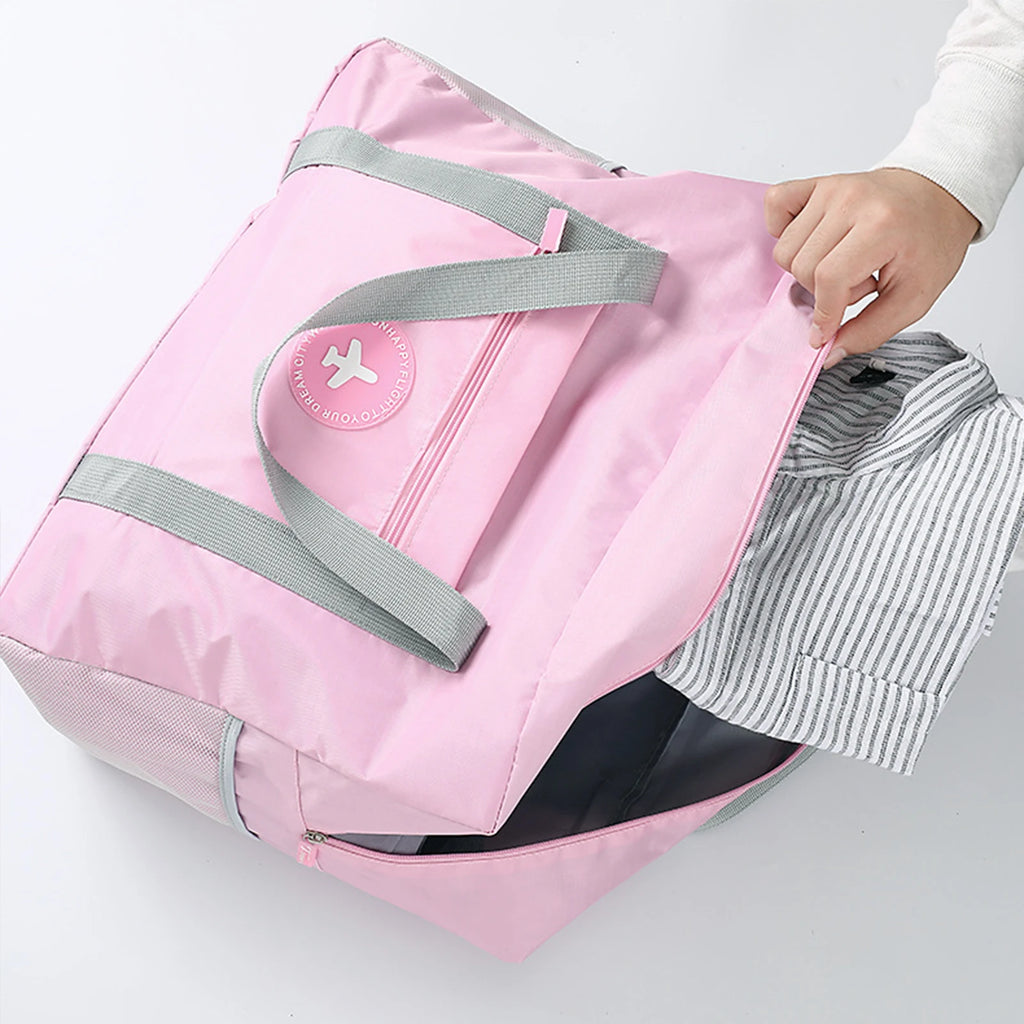 Travel Bag Foldable Duffle Bag for Women Men Carry On Tote Lightweight Sports Gym Tote Weekender Overnight Bag