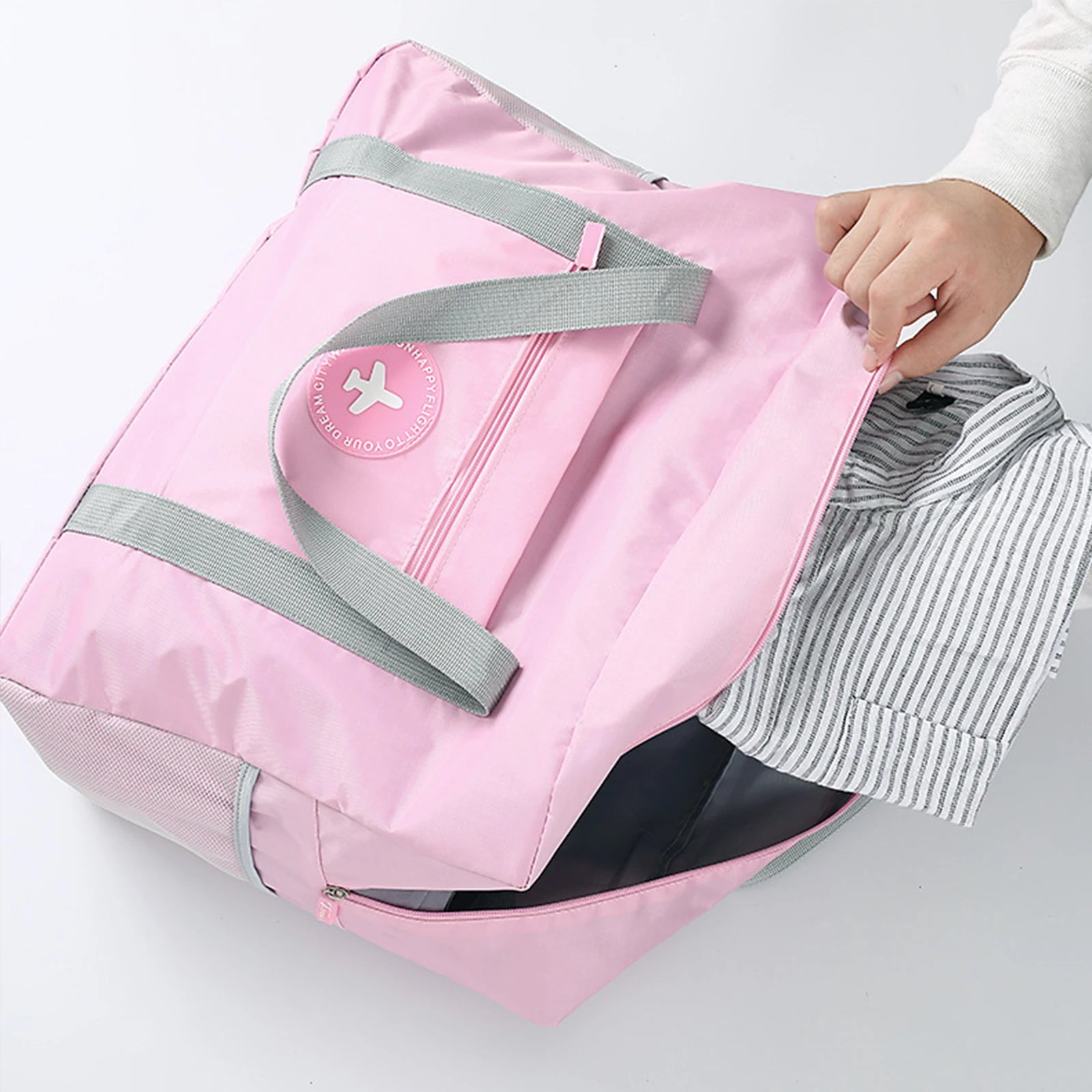 Travel Bag Foldable Duffle Bag for Women Men Carry On Tote Lightweight Sports Gym Tote Weekender Overnight Bag