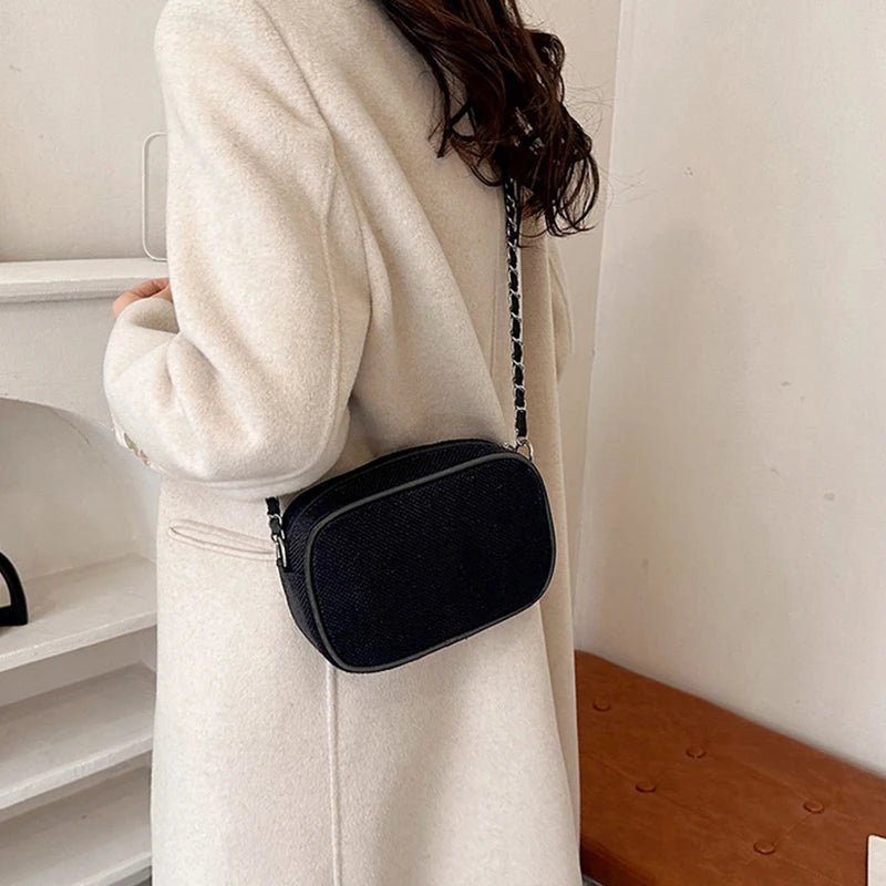 Women's Luxury Chain Canvas Shell Shoulder Bag - Designer Crossbody Purse - lily supply