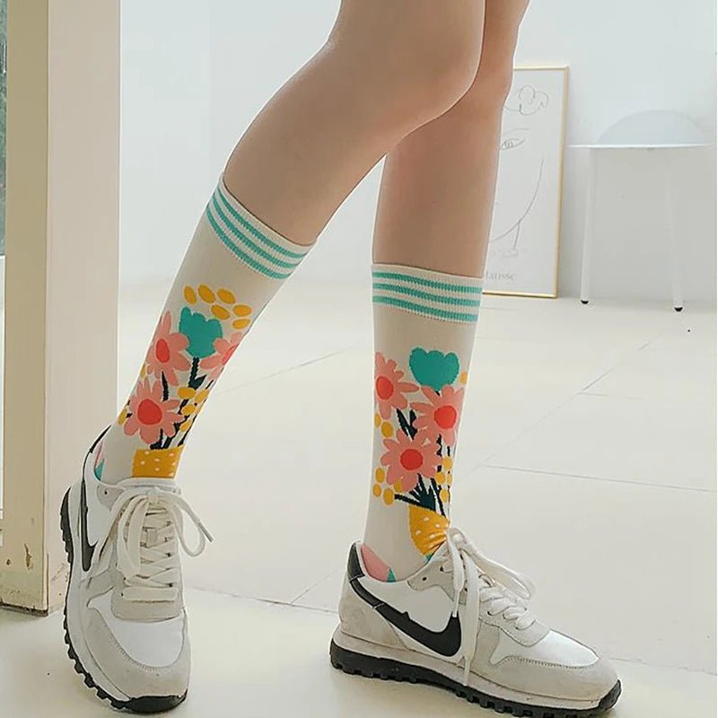 Women's Plant, Hedgehog & Sloth Print Socks – Trendy Casual Socks - lily supply