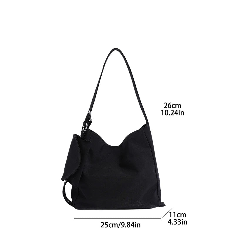 Women Canvas Shoulder Bags Work Travel Tote Women's Handbags Large Capacity Bag Solid Color Simple Casual Commuter Bag