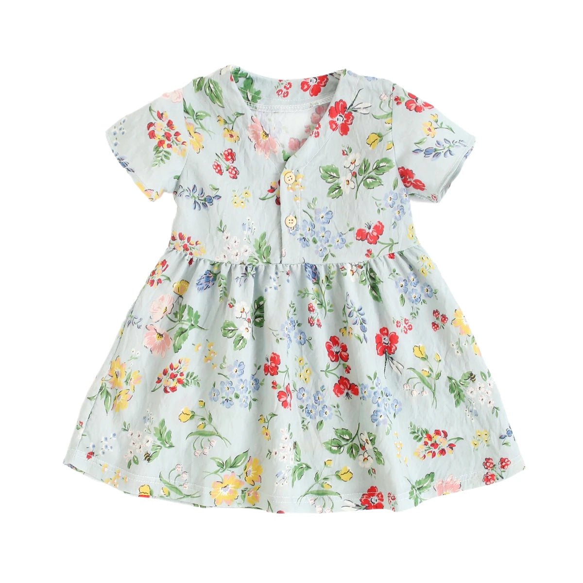 Baby Girls Floral Rayon Summer Dress | Short Sleeve Holiday Dress 9M - 5Y - lily supply