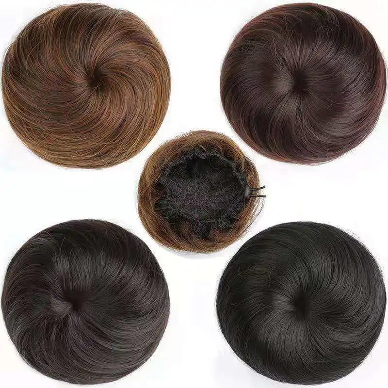 Adjustable Synthetic Straight Chignon Hair Bun - Drawstring Ponytail Extension