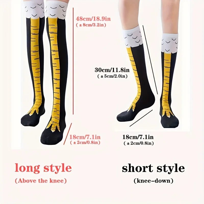 Women's Cartoon Chicken Claw Knee High Socks - 1/2 Pairs Funny Sports Long Tube - lily supply
