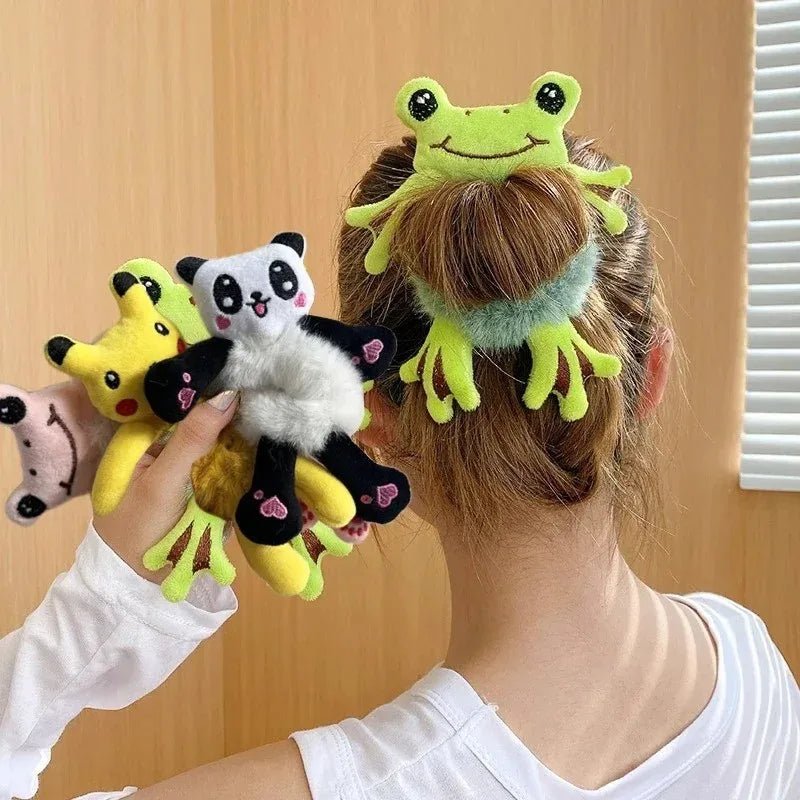 Cute Frog & Bunny Plush Scrunchie - Funny Animal Hair Ties - lily supply