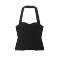 Women Black Sexy High Street Halter Tops Summer New Female Trendy Vacation Slim Backless Camisoles Lady Casual Chic Vest Tops