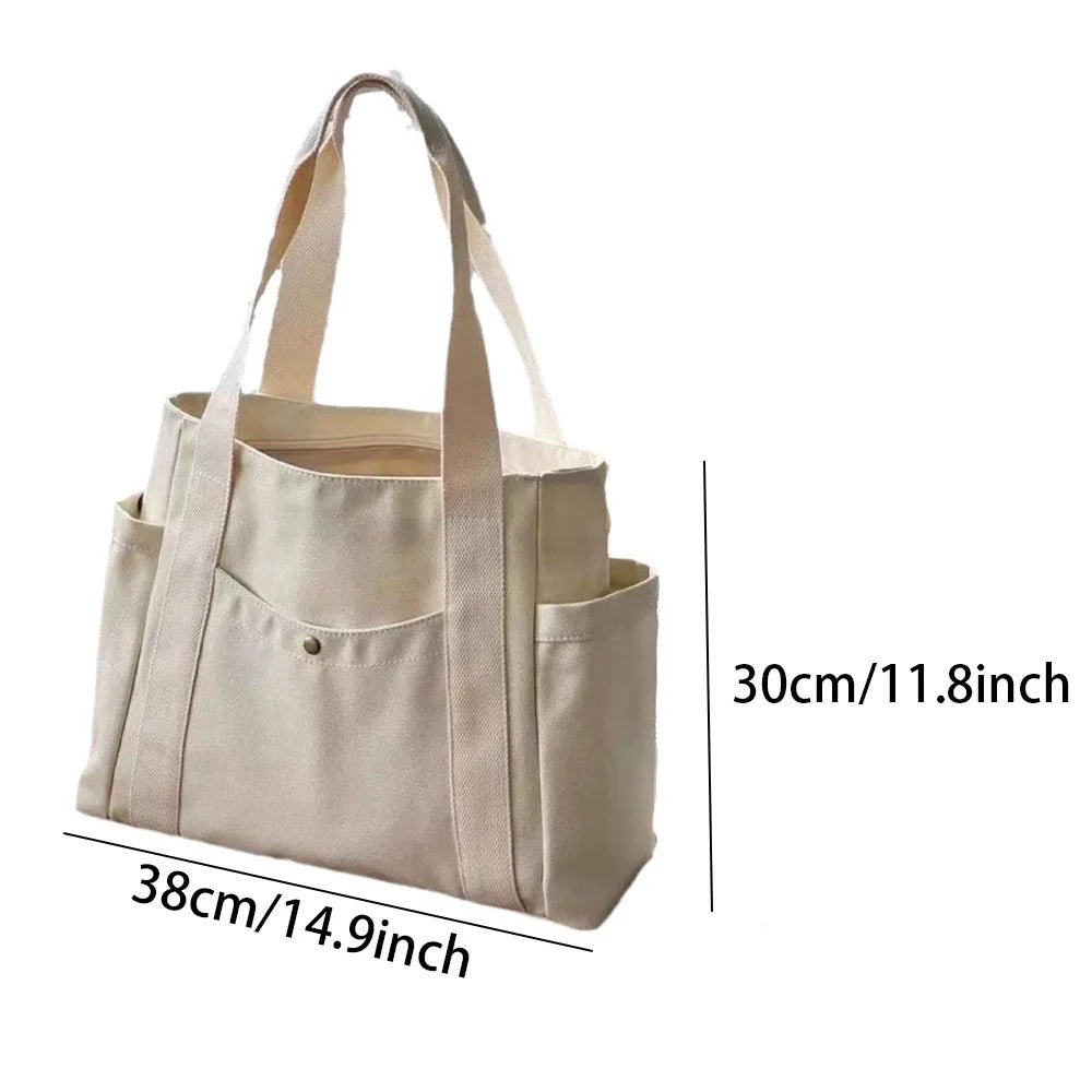Large Canvas Tote Bag - College Style Commute Student Book Shoulder Bag - lily supply