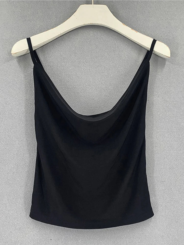 White Basic Women Silk Satin Tops Vest Summer Sexy Camis Tank For Ladies Strappy Camisole Top Shirts Fairy Grunge Femme Clothes