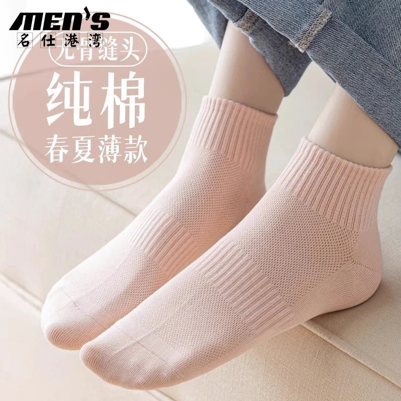 Women's 100% Cotton Short Sports Socks - 6 Pairs Breathable Mesh Low Top - lily supply