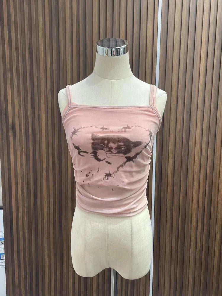 Women's Y2K Kawaii Bodycon Camisole Crop Top