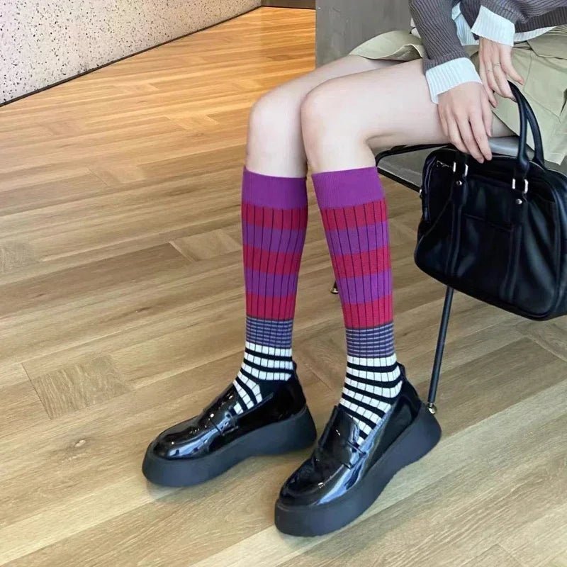 Women's Korean Retro Knee Length Socks – Vintage Style Long Socks - lily supply
