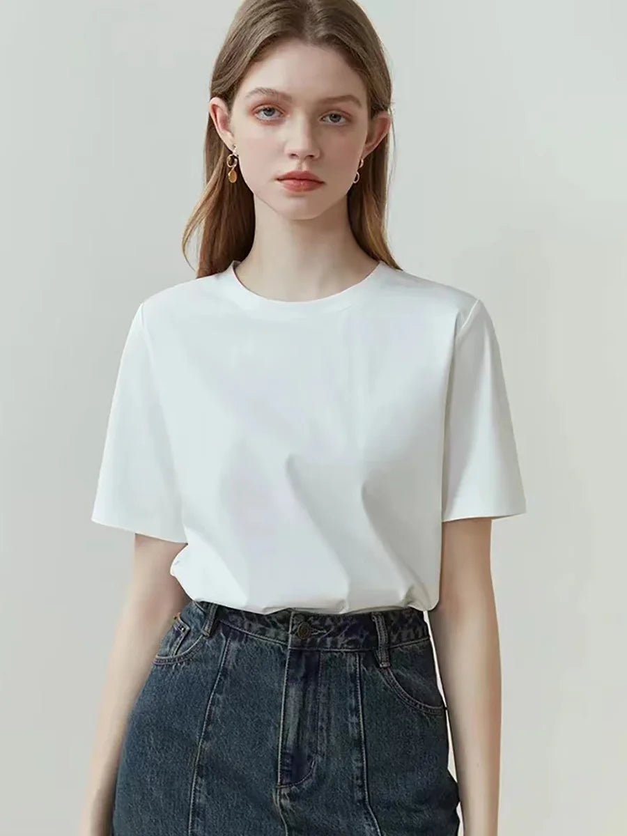 Women T Shirt Cotton 100% Summer Basic Tee Short Sleeve Tops Loose Tshirt 2024 Casual Female White Basic T Shirts For Girl Lady - lily supply