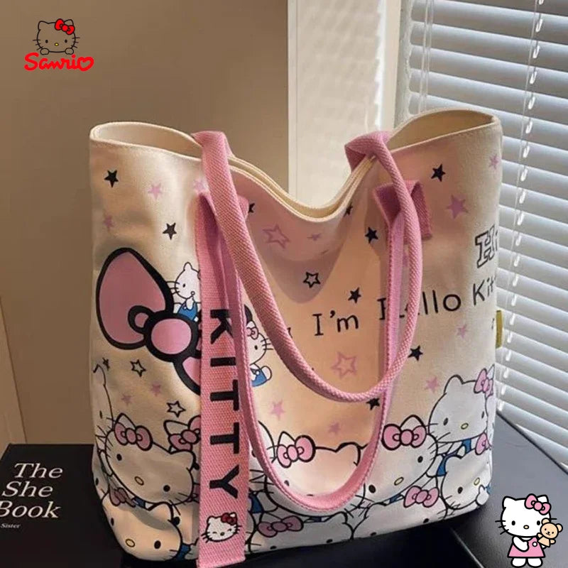 Sanrio Hello Kitty Canvas Tote Bag - Large Capacity Y2K Shoulder Bag