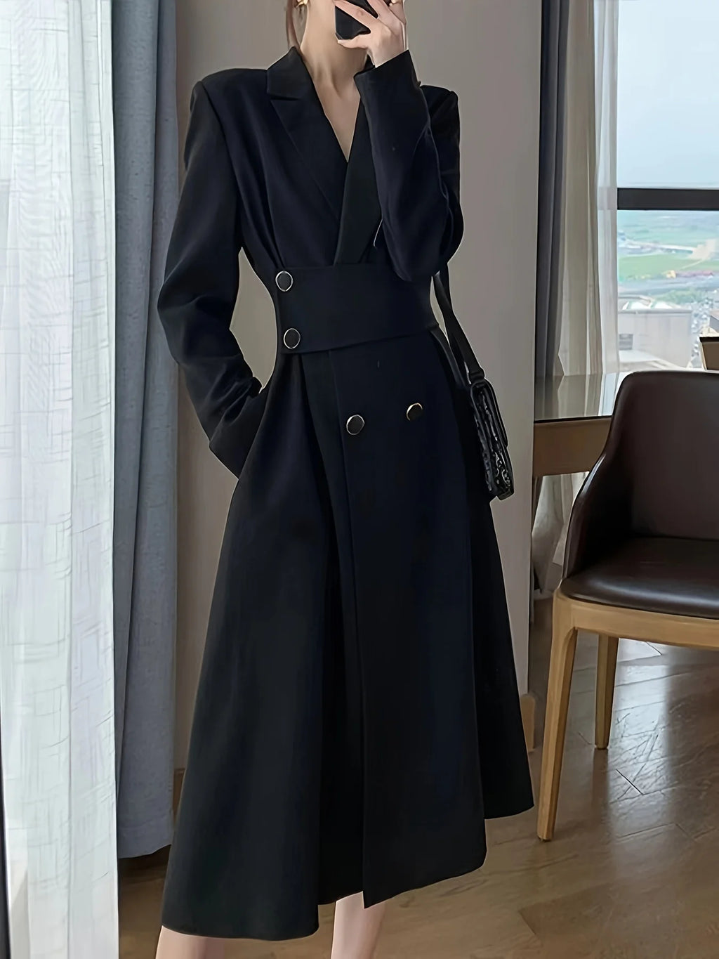 Women's Slim Long Sleeve Suit-Style Dress