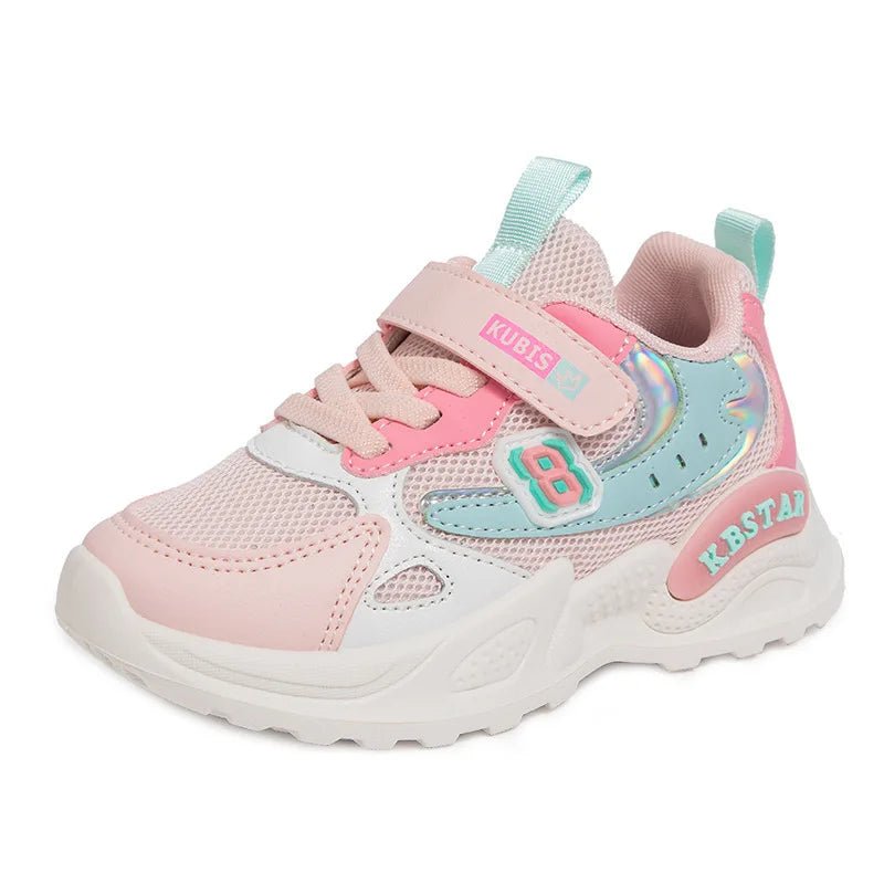 Girls Sports Shoes Kids Running Shoes Pink Breathable Air Mesh Heart Sweet Sneakers Cute Hook & Loop Children's Casual Shoes - lily supply