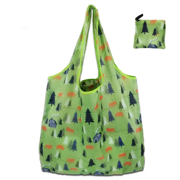Big Nylon Foldable Reusable Tote Bag - Eco Polyester Shoulder Handbag