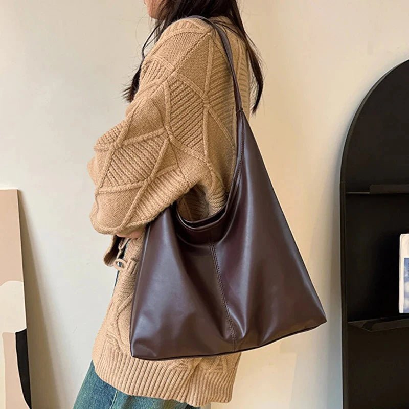 Women's PU Leather Single Shoulder Handbag - Large Capacity Casual Tote - lily supply