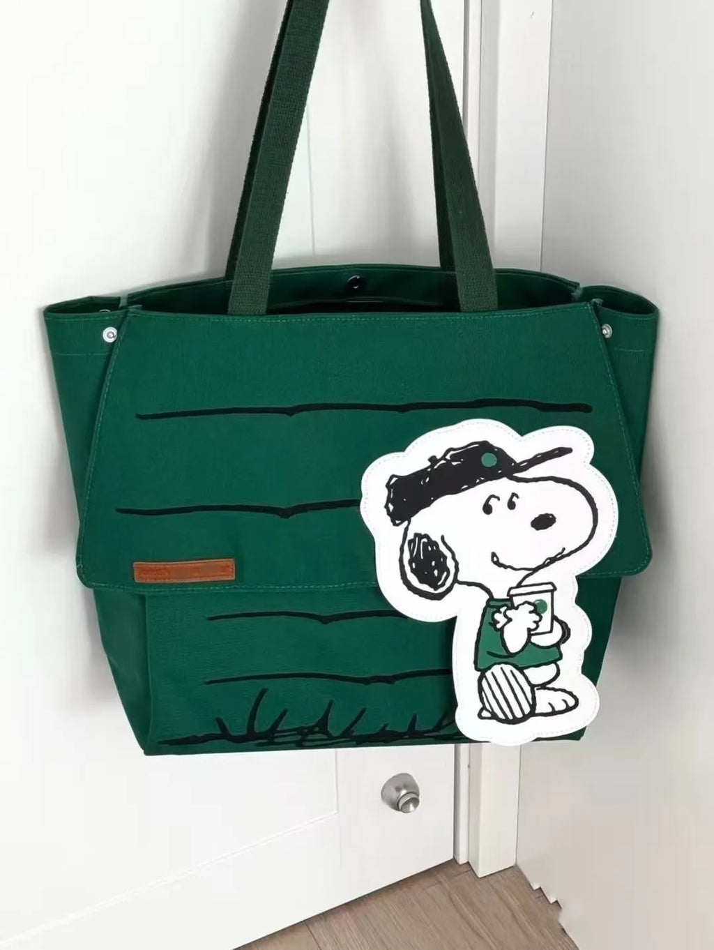 Snoopy Canvas Tote Shoulder Bag - Large Capacity Casual Girls Travel Bag