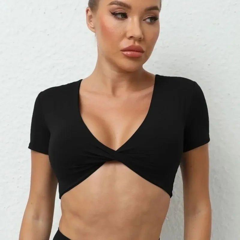 Women Sports Top Padding Gym T-shirt 2025 Sport Crop Top Woman Sportswear Yoga Clothing Tracksuit Brown Wine Red White Blue Navy - lily supply