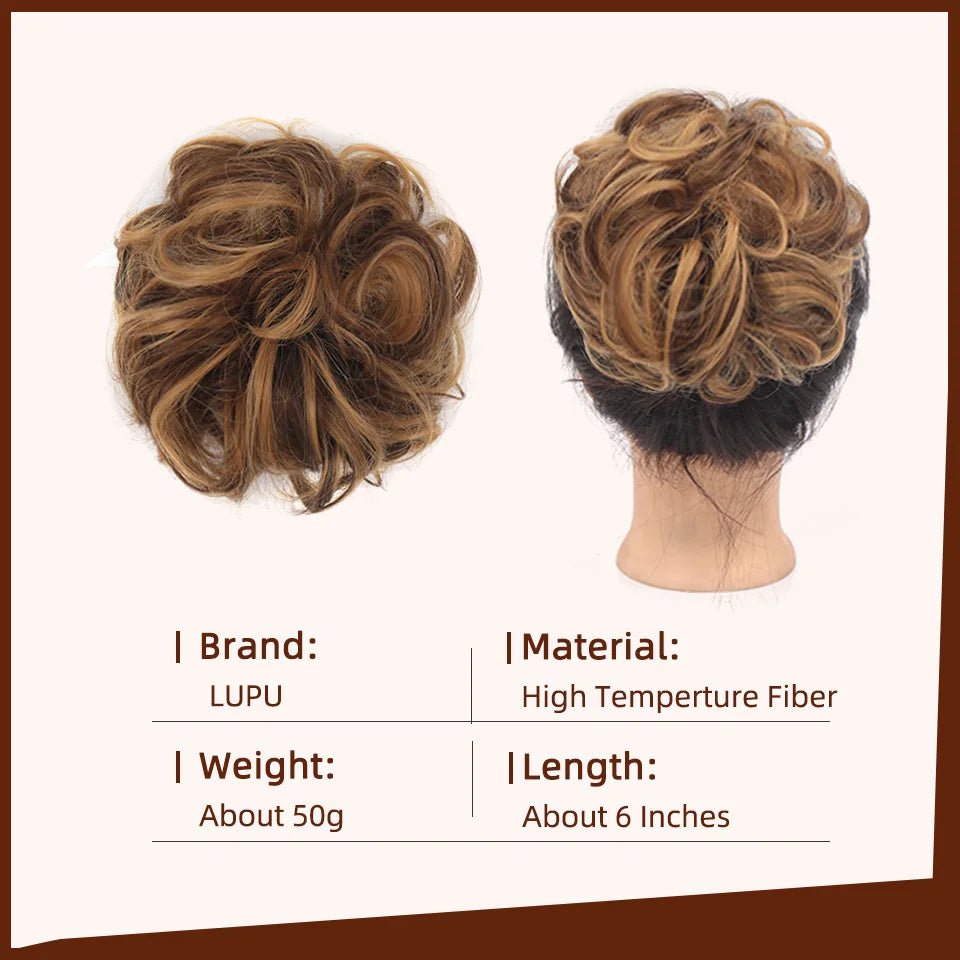 LUPU Synthetic Wavy Curly Messy Bun Claw Clip Hair Piece - lily supply