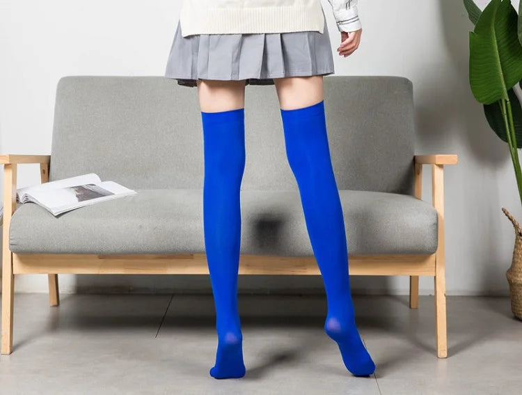 Women Over Knee Thigh High Socks - Pink & Black